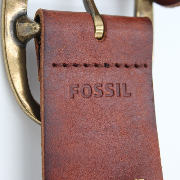 Fossil Y2K Belt Women Size Small Brown Leather Embroidered Western Boho Festival - Picture 5 of 7